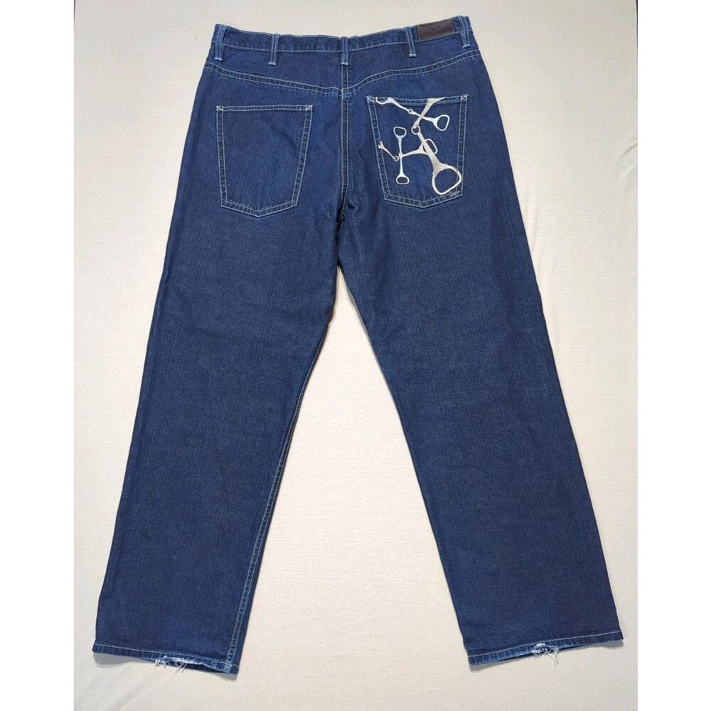 Vtg Rare Y2K Baggy Sean John Jeans Mens 38 Straight Leg Embroidered Horse Bits
